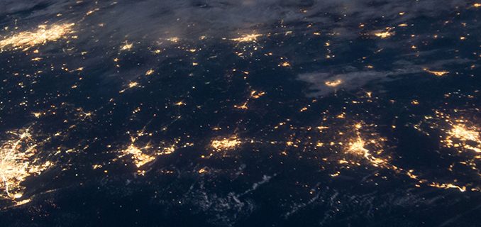 Nasa image of a city from above at night