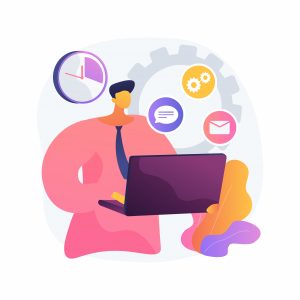 Account administrator abstract concept illustration. software account administration, online administrator job